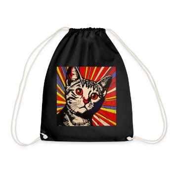Cat, Cat Motif - Drawstring Bag - black - Front