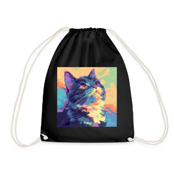 Cat, Cat Motif - Drawstring Bag - black - Front