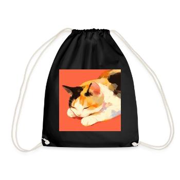 Cat, Cat Motif - Drawstring Bag - black - Front
