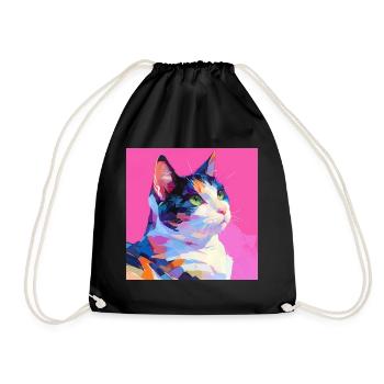 Katze, katzenmotiv - Turnbeutel - Schwarz - Vorne