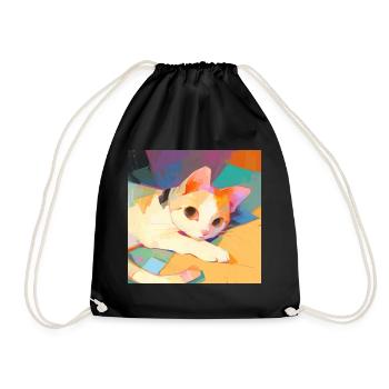 Cat, Cat Motif - Drawstring Bag - black - Front