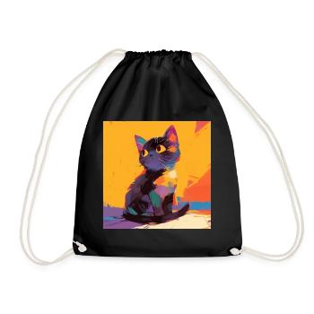 Chat, Motif De Chat - Sac de sport léger - noir - Devant