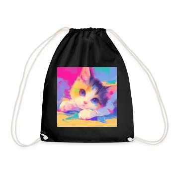 Katze, katzenmotiv - Turnbeutel - Schwarz - Vorne