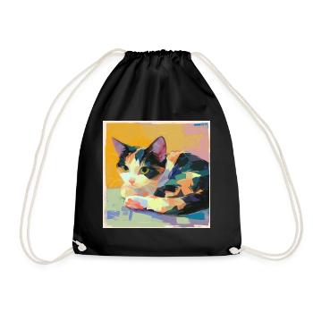 Cat, Cat Motif - Drawstring Bag - black - Front