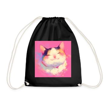 Cat, Cat Motif - Drawstring Bag - black - Front