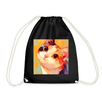 Cat, Cat Motif - Drawstring Bag - black - Front