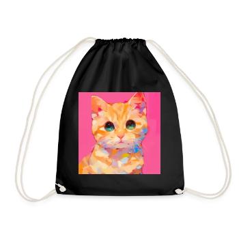 Cat, Cat Motif - Drawstring Bag - black - Front