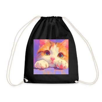Cat, Cat Motif - Drawstring Bag - black - Front