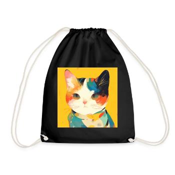 Katze, katzenmotiv - Turnbeutel - Schwarz - Vorne