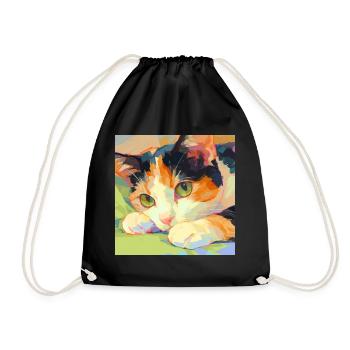 Katze, katzenmotiv - Turnbeutel - Schwarz - Vorne