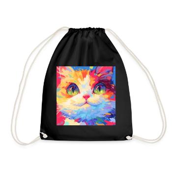 Katze, katzenmotiv - Turnbeutel - Schwarz - Vorne