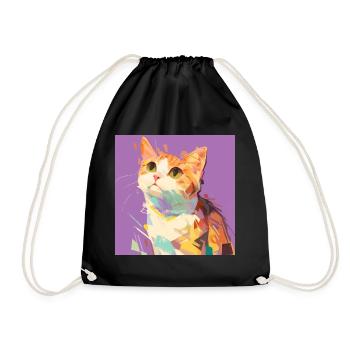 cat, cat motif, cute, gift, gift ideas - Drawstring Bag - black - Front