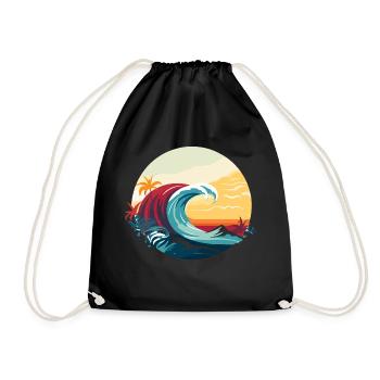 Surf Wave - Drawstring Bag - black - Front