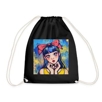 Anime, Fille, Rétro, Waifu, Japon, Années 60 - Sac de sport léger - noir - Devant