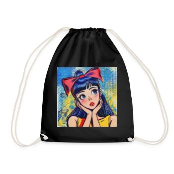 Anime, Fille, Rétro, Waifu, Japon, Années 60 - Sac de sport léger - noir - Devant