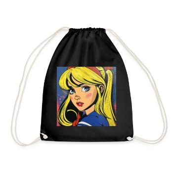 Anime, Fille, Rétro, Waifu, Japon, Années 60 - Sac de sport léger - noir - Devant