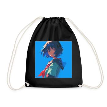 anime, schulmädchen, waifu, japan - Turnbeutel - Schwarz - Vorne