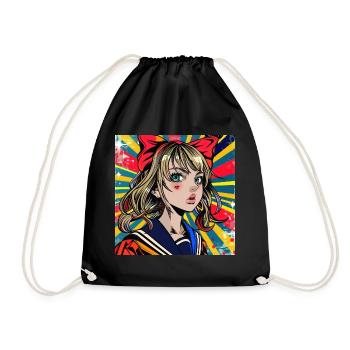 anime retro, waifu, japan - Turnbeutel - Schwarz - Vorne