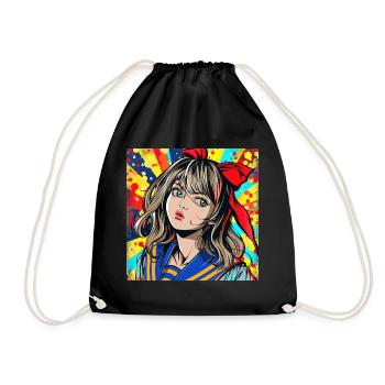 Anime, Fille, Rétro, Waifu, Japon, Années 60 - Sac de sport léger - noir - Devant