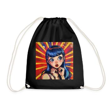 anime, retro waifu, japan - Turnbeutel - Schwarz - Vorne