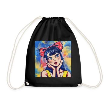 anime, retro waifu, japan - Turnbeutel - Schwarz - Vorne