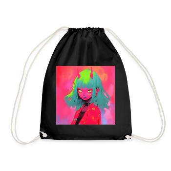 Anime, Demon Girl, Waifu, Japan - Drawstring Bag - black - Front