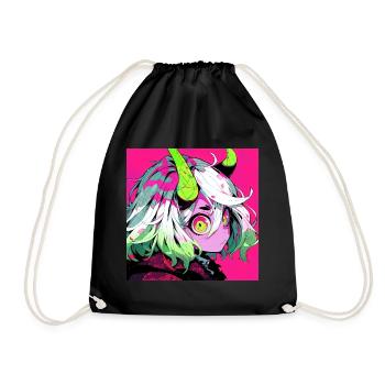 Anime, Demon Girl, Waifu, Japan - Drawstring Bag - black - Front