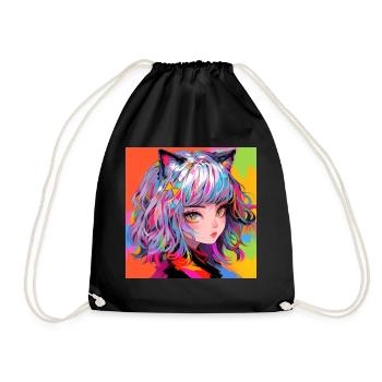 Anime, Neko Girl, Waifu, Japan - Drawstring Bag - black - Front