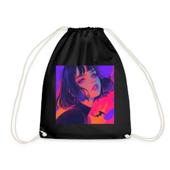 Anime, Fille Gothique, Waifu, Japon - Sac de sport léger - noir - Devant