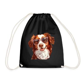 Epagneul Breton, Brittany dog, hund, Sonnenbrille, - Turnbeutel - Schwarz - Vorne
