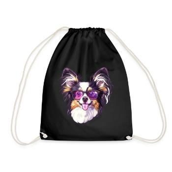 Épagneul miniature continental Papillon - Sac de sport léger - noir - Devant