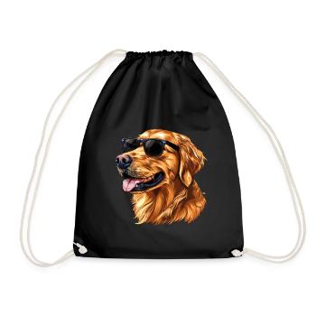 Golden Retriever, Dog, Sunglasses, Summer - Drawstring Bag - black - Front
