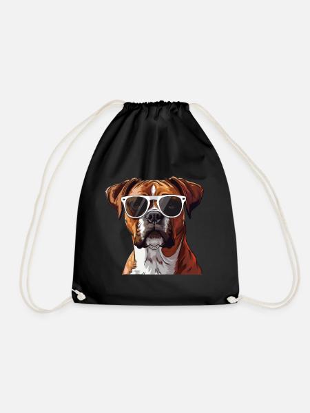 Deutscher Boxer, Hund, Sonnenbrille, Sommer - Turnbeutel - Schwarz