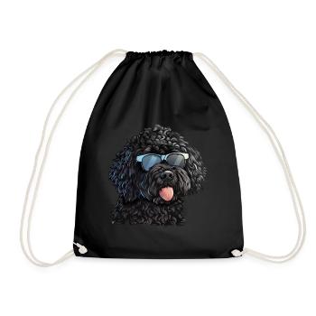 Portuguese Water Dog, Cão de Água Português - Drawstring Bag - black - Front