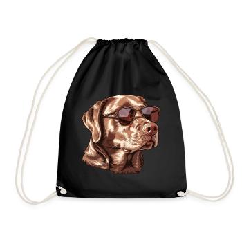 Chesapeake Bay Retriever, Dog, Sunglasses, Somm - Drawstring Bag - black - Front