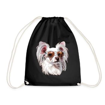 Chinese Crested dog, Chinese Crested dog, Dog - Drawstring Bag - black - Front