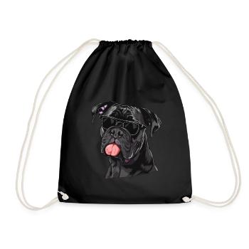 Cane Corso Italiano, Dog, Sunglasses, Summer - Drawstring Bag - black - Front