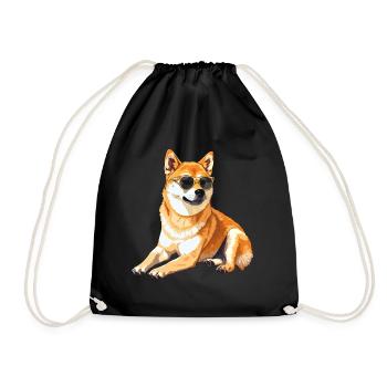 Akita, dog, sunglasses, summer, gift - Drawstring Bag - black - Front