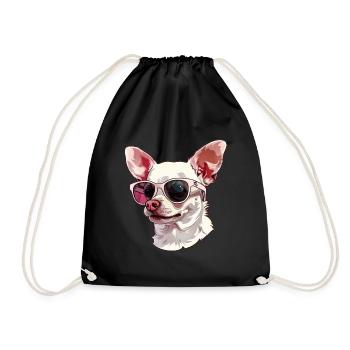 Chihuahua, dog, sunglasses, summer - Drawstring Bag - black - Front