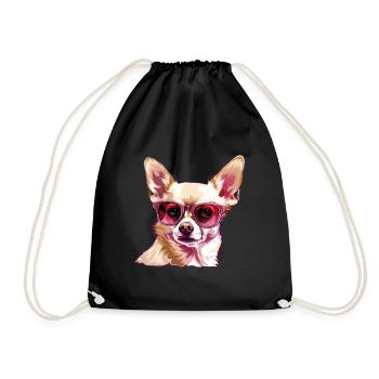 Chihuahua, dog, sunglasses, summer - Drawstring Bag - black - Front