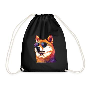Akita, dog, sunglasses, summer - Drawstring Bag - black - Front
