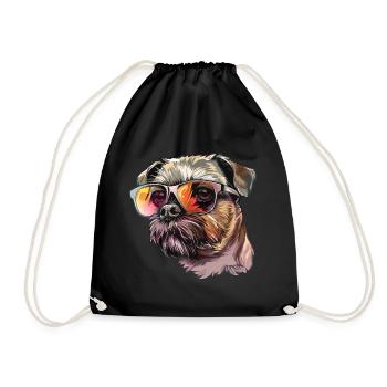Belgian Dwarf Griffons, Brussles Griffon, Dog - Drawstring Bag - black - Front