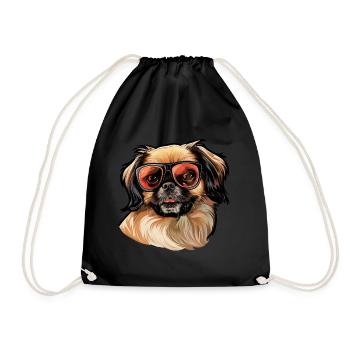 Pekingese, dog, sunglasses, summer, gift - Drawstring Bag - black - Front