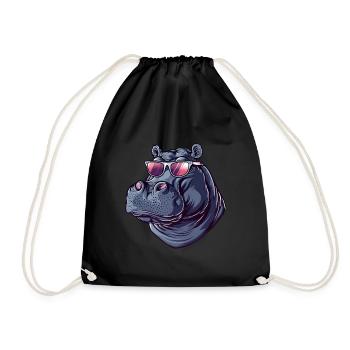 Hippo, Hippo, Hippo, Sunglasses, Summer - Drawstring Bag - black - Front