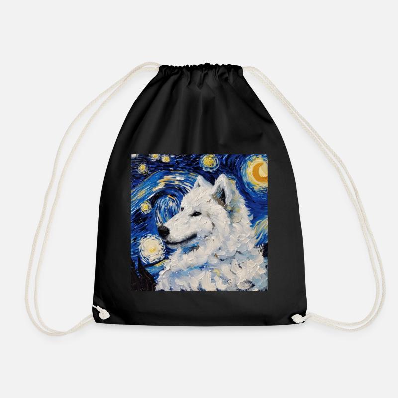 Samojede Samoyed Van Gogh Sternennacht Geschenk - Turnbeutel - Schwarz