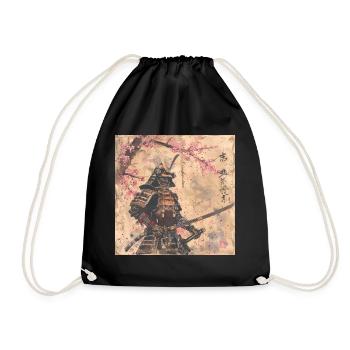 Japanisch, Samurai, Kirschblüte, Kunst, Ukiyo-E - Turnbeutel - Schwarz - Vorne