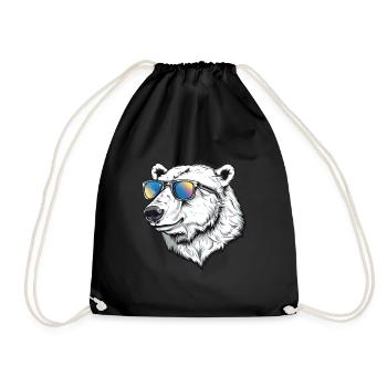 Polar Bear Funny Summer Sun - Drawstring Bag - black - Front