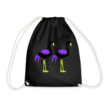flamingos - Drawstring Bag - black - Front