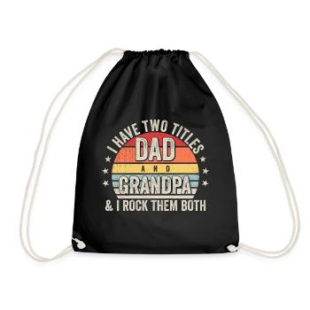 I Have Two Titles Dad And Grandpa Retro Sunset - Drawstring Bag - black - Front
