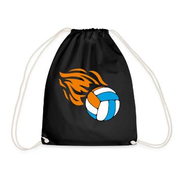 Fliegender flammender Volleyball - Turnbeutel - Schwarz - Vorne